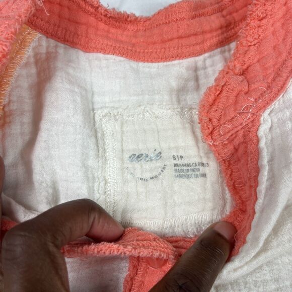 Aerie Womens Pool To Party Button Down Cover Up Shirt Crinkle Gauze Top S FLAW - Picture 4 of 11